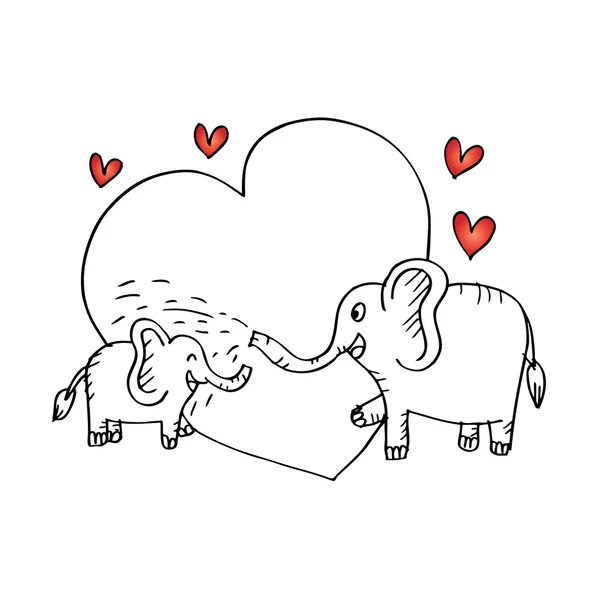 Baby shower card with baby elephant and his mother. Sketchy style. — Stock Photo, Image