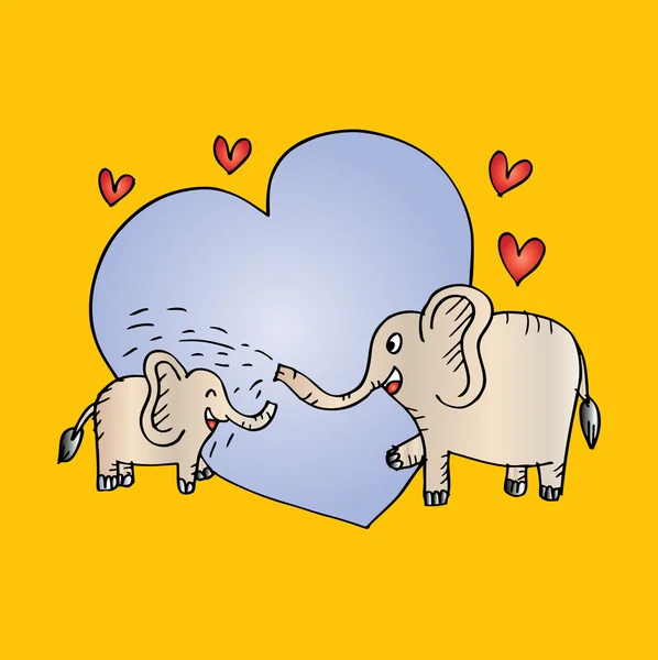 Baby shower card with baby elephant and his mother. Sketchy style. — Stock Photo, Image