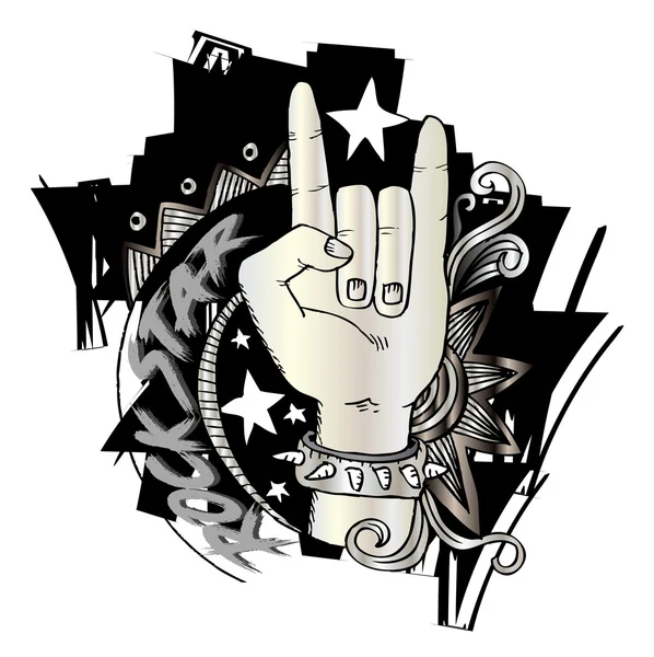 Doodle signo de mano rock n roll música — Foto de Stock