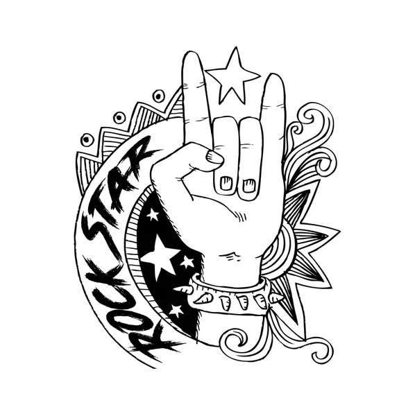 Doodle hand sign rock n roll music