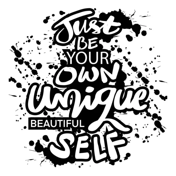 あなた自身のユニークな美しい自己であること タイポグラフィの引用 — ストックベクタ