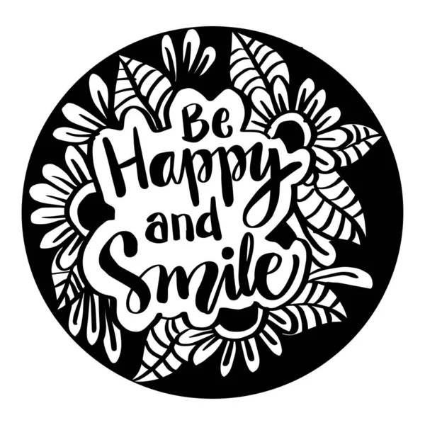 Happy Smile Hand Lettering Design Motivational Quote — Stock Vector