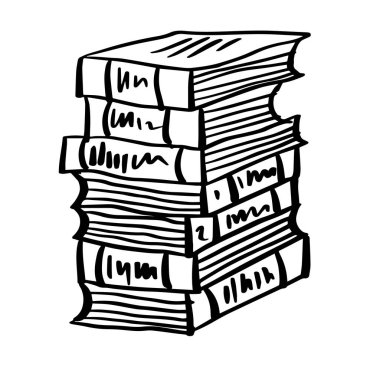 Kitap yığını çizim çizimi.