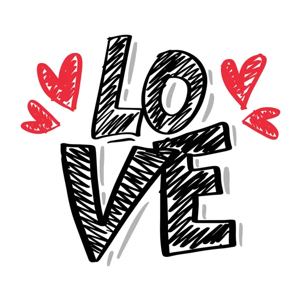 Náčrt Ručně Kresleného Textu Love — Stockový vektor