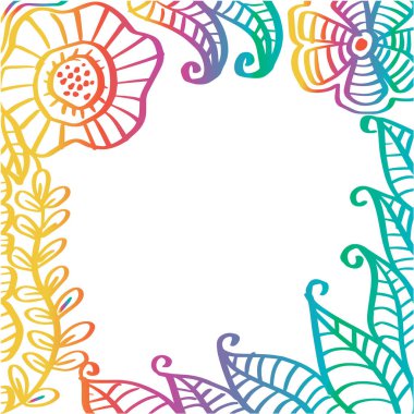 El Çizimi Çiçek Çerçeve 