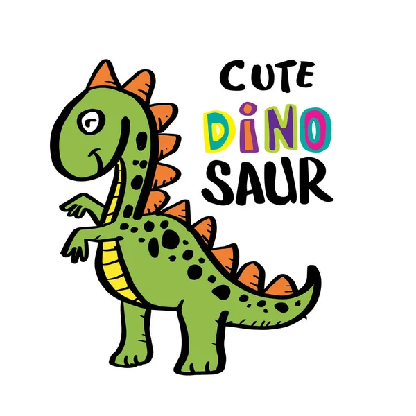 かわいい恐竜 面白い手描きの子供恐竜 ポスターやTシャツの繊維のための — ストックベクタ