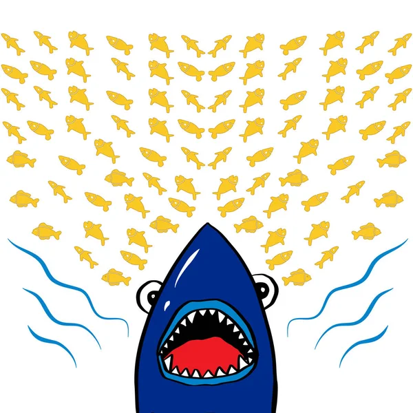 Potisk Trička Kresleným Žralokem — Stockový vektor