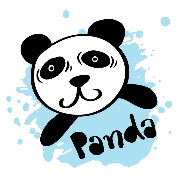 Panda Ayı Suratlı Ikon Poster Tişört Tekstili Için — Stok Vektör