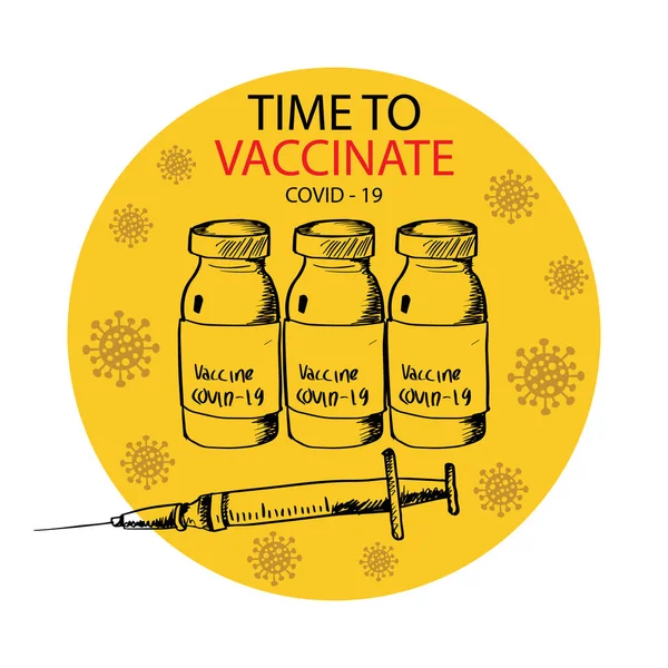 Hora Vacunarse Jeringa Con Aguja — Vector de stock