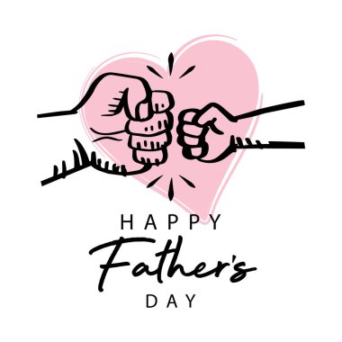 Father and son fist bump stock. Happy father's day poster concept. clipart