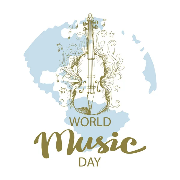 Παγκόσμια Μέρα Μουσικής Κιθάρα Έννοια Αφίσας Ιουνίου — Διανυσματικό Αρχείο