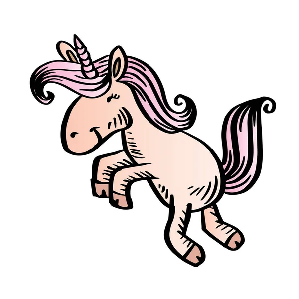 Hand Drawn Cute Little Unicorn — Stock Vector