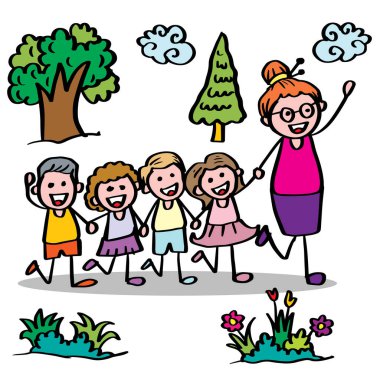 Çizgi film Öğretmeni Mutlu Çocuklar.