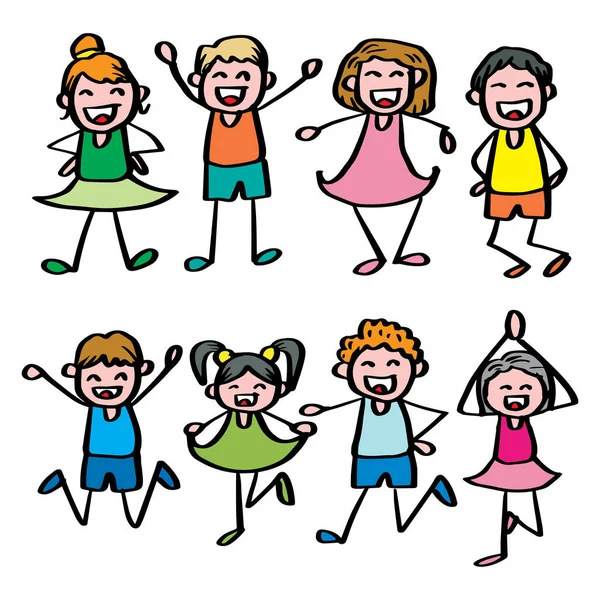 Happy Kids Cartoon Illustration Background — Stock Vector
