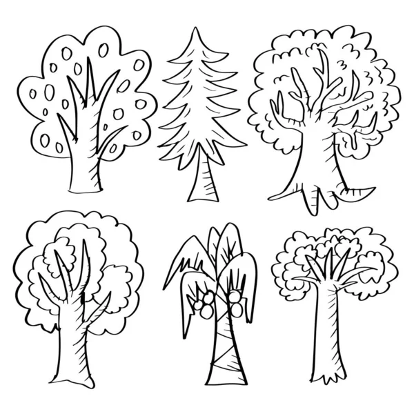 Trees Set Cartoon White Background — Stock Vector