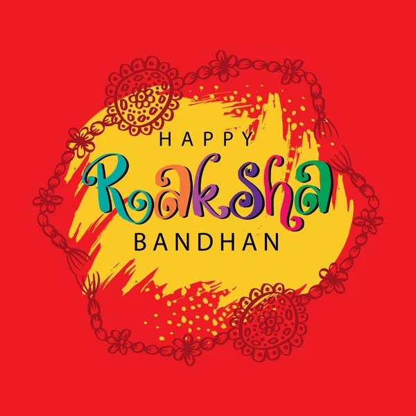 Dekorativní Písmo Raksha Bandhan Návrh Blahopřání — Stockový vektor