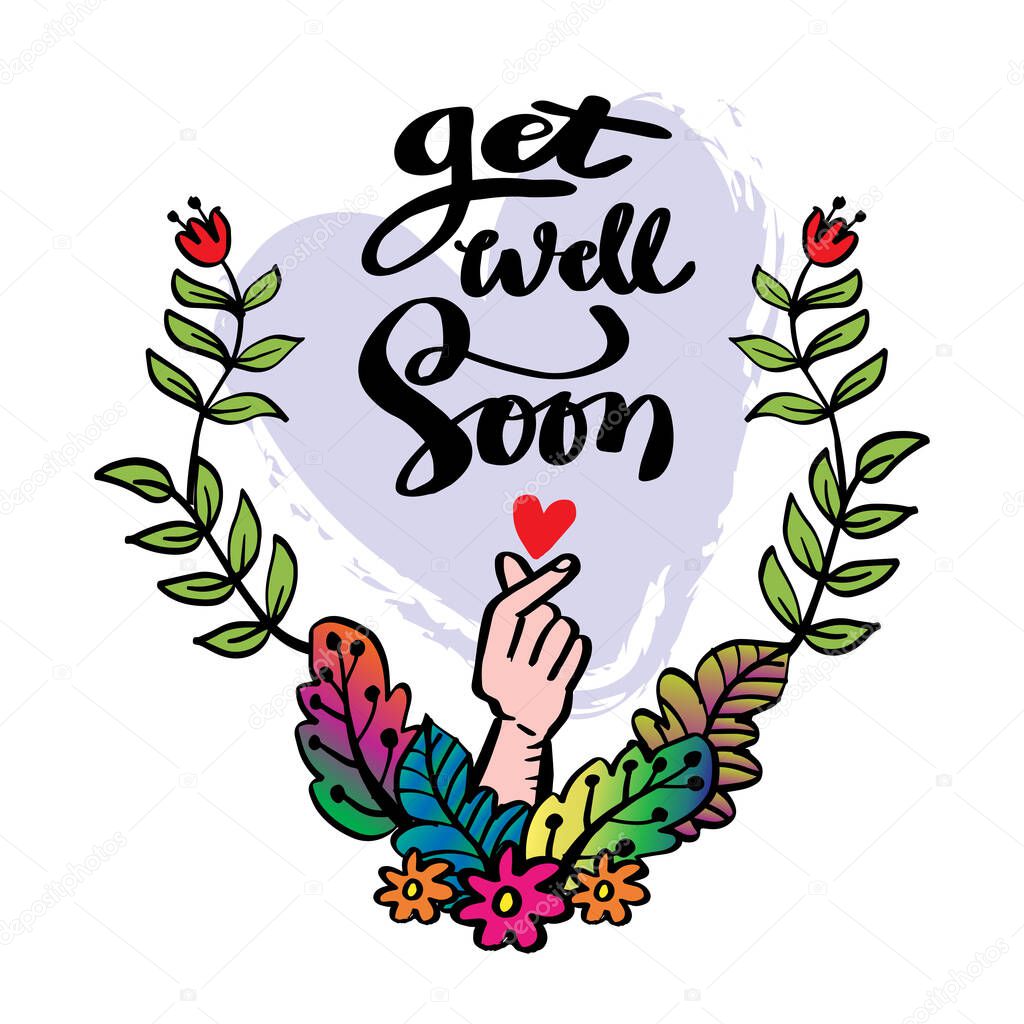 Get well soon hand lettering greeting card