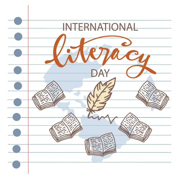 Міжнародний День Грамотності Книгами Концепція Плакату — стоковий вектор