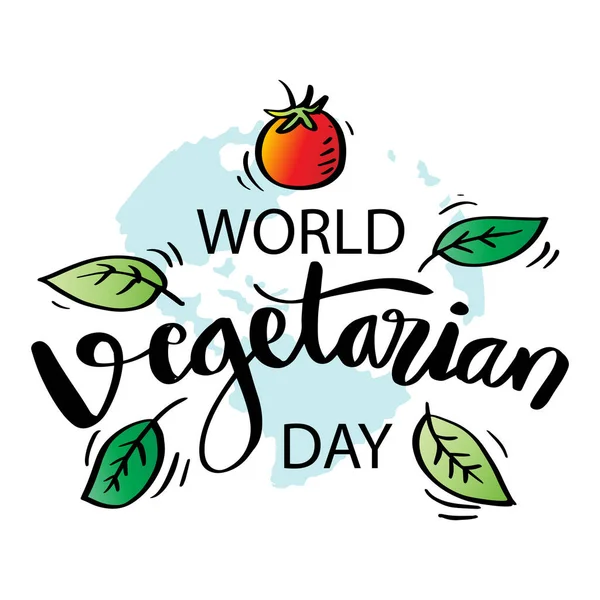 Giornata Mondiale Vegetariana Lettere Disegnate Mano Ottobre Concetto Poster — Vettoriale Stock