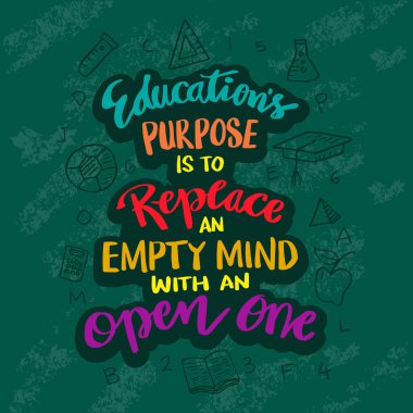 Eğitimin amacı boş bir zihni açık bir zihinle değiştirmektir. Motivasyon alıntısı.
