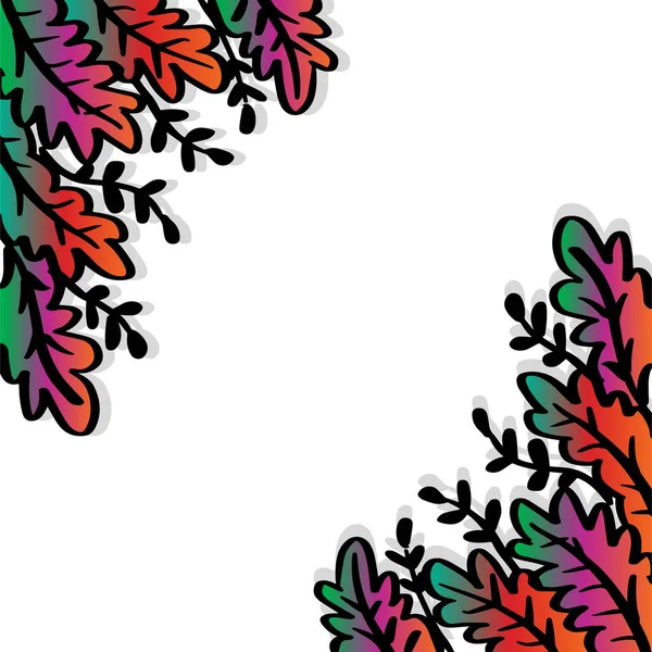 手工绘制的热带植物叶子 框架背景 — 图库矢量图片