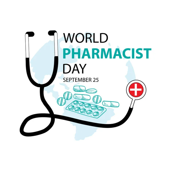 Παγκόσμια Ημέρα Φαρμακοποιού Έννοια Αφίσα Σεπτεμβρίου — Διανυσματικό Αρχείο