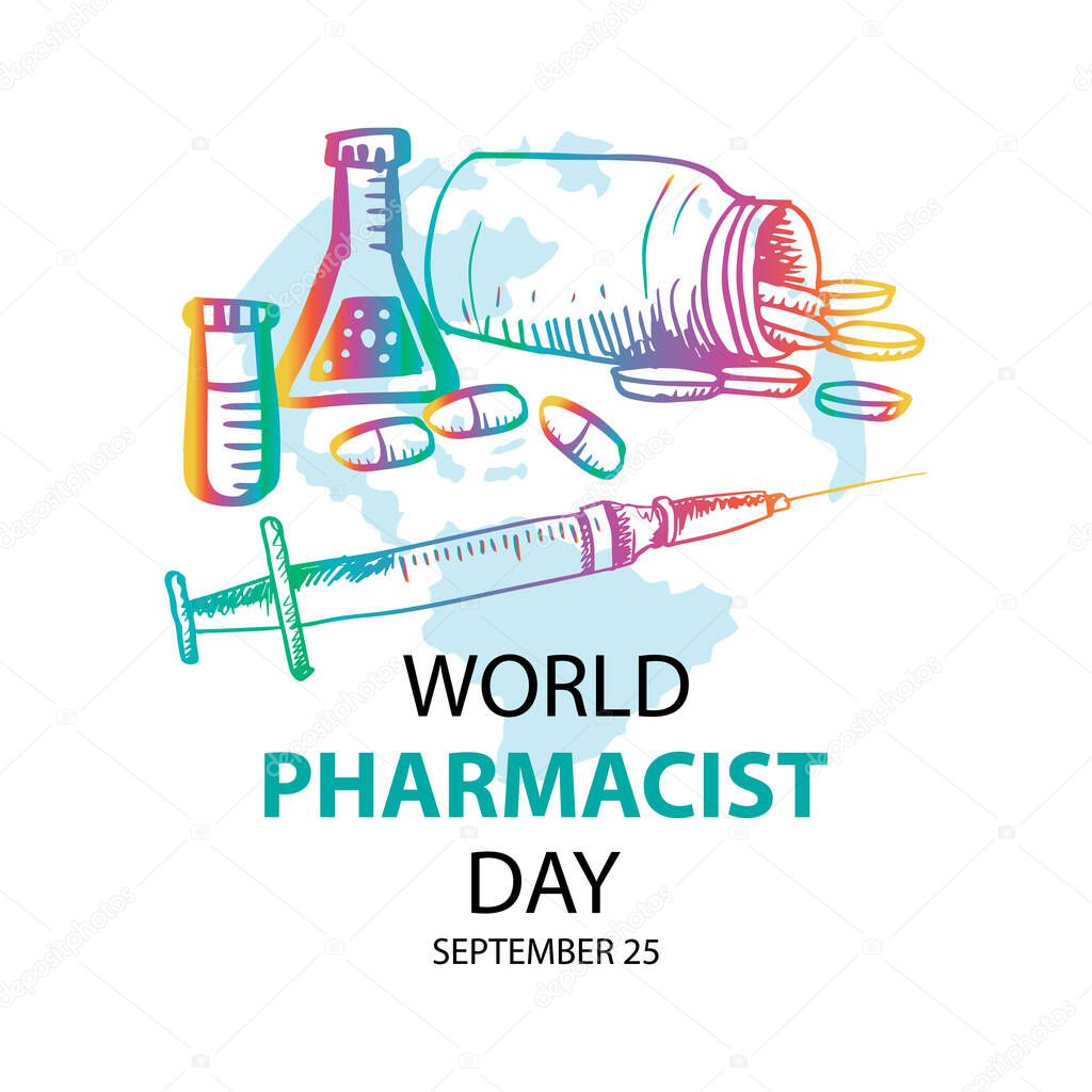 World pharmacist day poster concept. September 25.