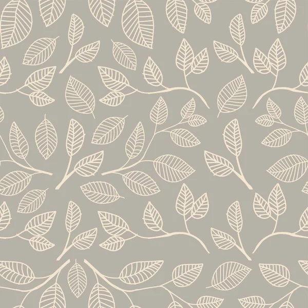 Elle çizilmiş yapraklarla kusursuz desen. Tasarımınız için vektör arkaplanı