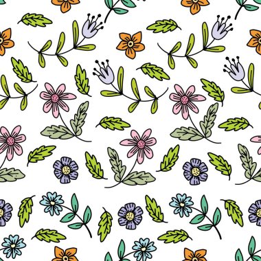 Çiçek ve yaprakları ile Seamless modeli. Çiçek arka plan.