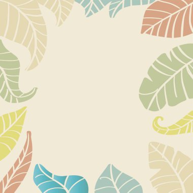 Tropikal yapraklar arka planda metin için boşluk bırakır. Vektör illüstrasyonu.