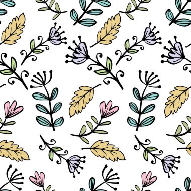 Çiçek elementleriyle kusursuz desen. vektör illüstrasyonu.