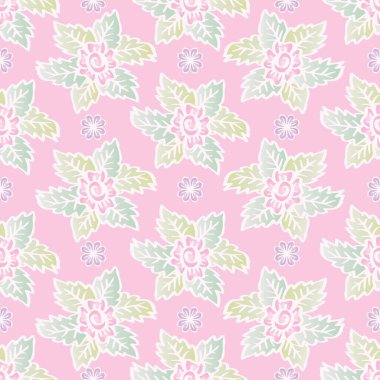 Pembe güller, çiçekler ve yapraklarla kusursuz bir desen. Vektör illüstrasyonu.