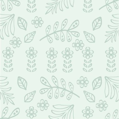 Yumuşak Yeşil Botanik Çizgisi Kusursuz Desen