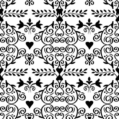 Dekoratif süslemeli kusursuz desen. El çizimi arka plan. Siyah ve beyaz stili