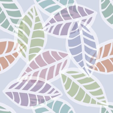 Pastel renklerde yaprakları olan kusursuz bir desen. Vektör illüstrasyonu.