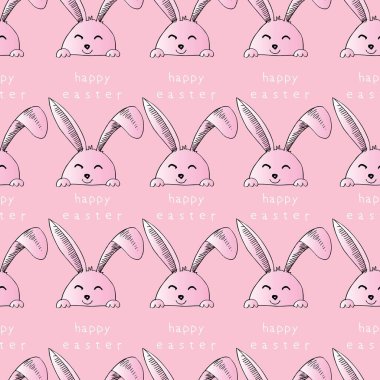 Paskalya tavşanlarıyla kusursuz desen. Vektör illüstrasyonu.