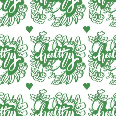 Kusursuz desenli, el yazısı, sağlıklı ve karalama sebzeli.