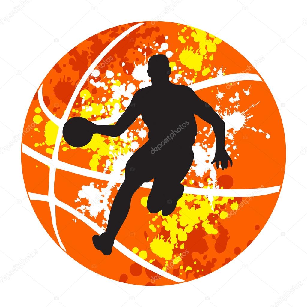Basketball player silhouette on the abstract background for cards, flayers, posters