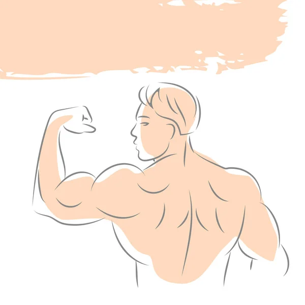 Homme Bodybuilder Sportif Retour Les Contours Une Silhouette Homme Illustration — Image vectorielle