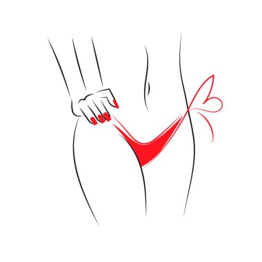 Bikini kadın çizgilerinin silueti. Beyazda izole edilmiş.