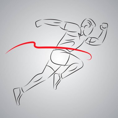 Outline silhouette running man sprinter explosive start. Sketch illustration clipart