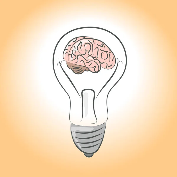 Creative Brain Light Bulb Representing Ideas Vector Line Design Style — Stock Vector