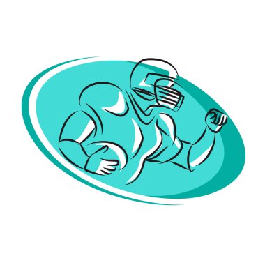 Amerikan futbolcu logosu. Beyazda izole edilmiş.