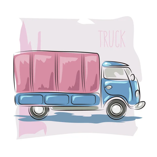 Carro vintage retro. Camião com corpo de toldo. Desenhos animados ilustração —  Vetores de Stock