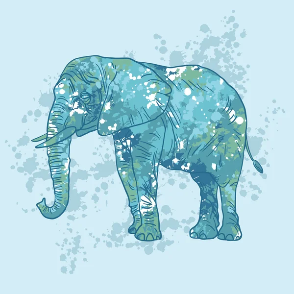 An elephant painted with colored spots — Stock Vector