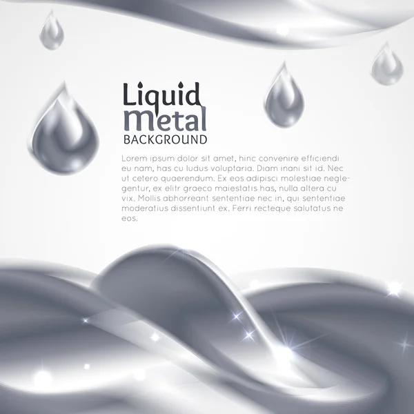 Argent liquide fond métallique — Image vectorielle