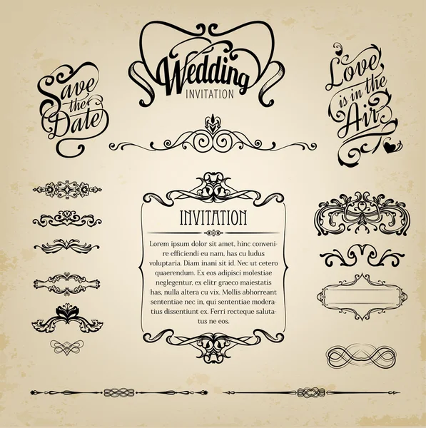 Elementos de diseño de boda — Vector de stock