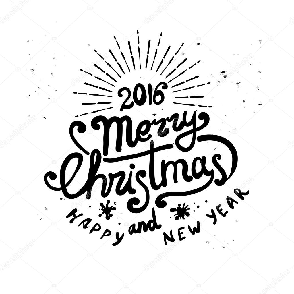 Merry Christmas lettering with calligraphic elements