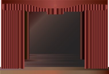 Kırmızı sahne perdeleri.