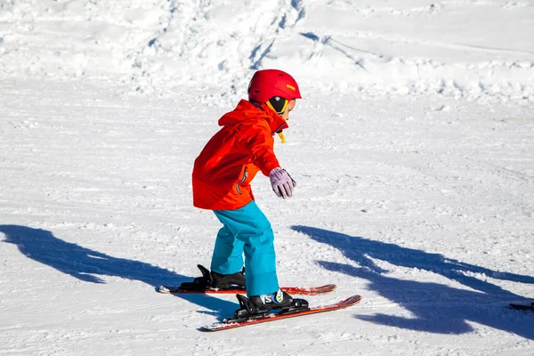 Russia Sochi December 2017 Ski Resort Instructor Teaching Young Boy — Stock Photo, Image